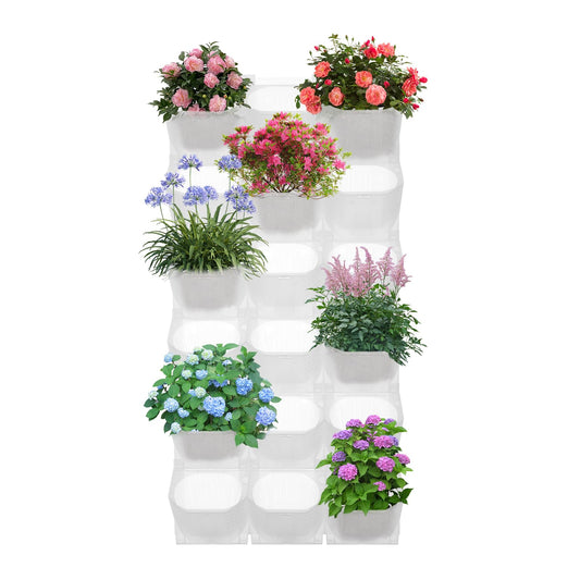 NTNOEA Vertical Wall Planter with 36 Self-Watering Pots, 180LB Capacity Stackable Garden Planter for Outdoor/Indoor, White Wall-Mounted Planters with Drip Irrigation for Herbs Flowers Vegetables