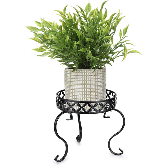 OwnMy Metal Round Plant Stand Indoor Outdoor Iron Flower Pot Holder, Heavy Duty Plant Stand Display Potted Rack for Home, Garden, Patio, Black