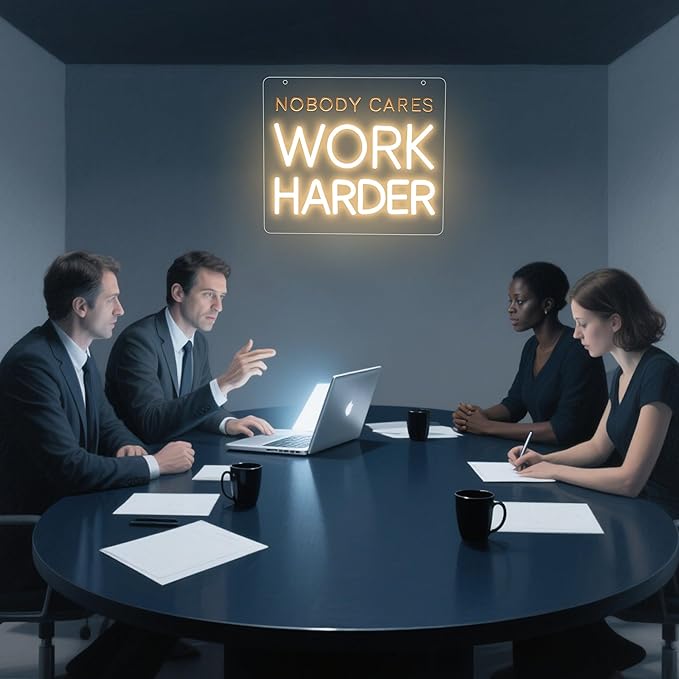 Nobody Cares Work Harder Neon Sign for Wall Decor Inspirational LED Neon Light for Home Gym Office Dimmable Gym Wall Art Sign Motivational Decor for Study Room Gifts for Men Size 11 * 9.6in(GLNP130)