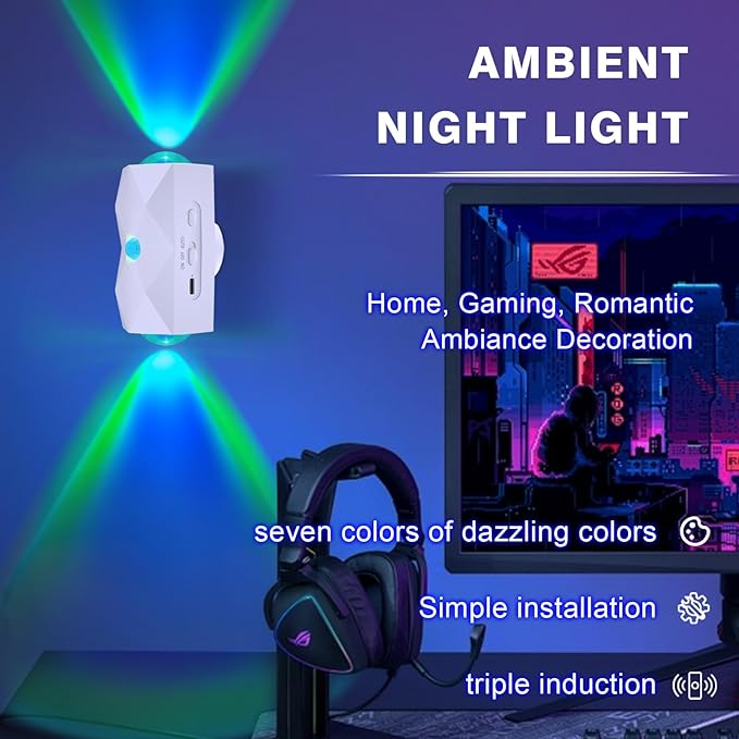 LED Wall Mounted Lights Battery Operated Wall Lamp 2 Pcs with Motion Sensor 1500mAh Rechargeable Wall Lights, Up/Down Lighting Design, Cordless Light for Bedroom Living Room Hallway Decor (white)