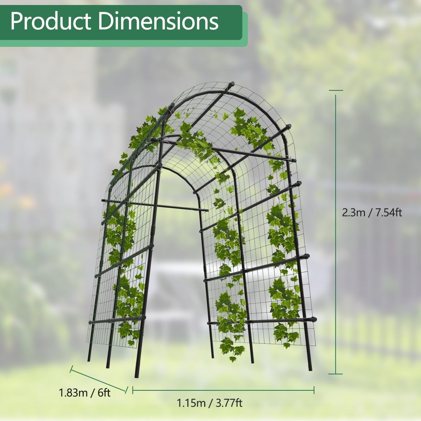 Garden Arch Trellis, 7.5FT Extra Tall Polyethylene-Coated Stainless Steel Garden Trellis for Climbing Plants, Vegetables, Flowers, Outdoor Pergola Arbor Wedding Party Decoration, Cucumber Trellis, Gar