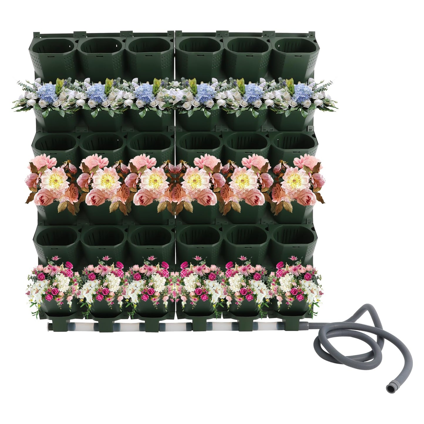 APOUDM 36 Pockets Living Wall Planter Indoor Self Watering Wall Hanging Planters with Timer and Irrigation Indoor Outdoor Flower Pot Holder Hanging Planter Bags for Veggies Fruits Flowers