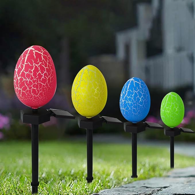 Easter Egg Lights Outdoor, Waterproof Solar Garden Lights for Easter Decorations, Garden Layout Night Light Wall Lamps Easter Ambient Light Decor for Courtyard Patio Yard Pathway Lawn Office (D)