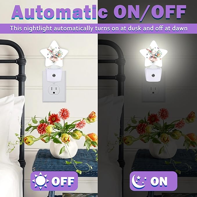 Night Lights Plug Into Wall Decorative,Cute Rabbit Nightlights for Kids Bedroom, Easter Egg Flowers Energy Efficient Dusk-to-Dawn Sensor Sleep Friendly Lamp for Nursery Bathroom