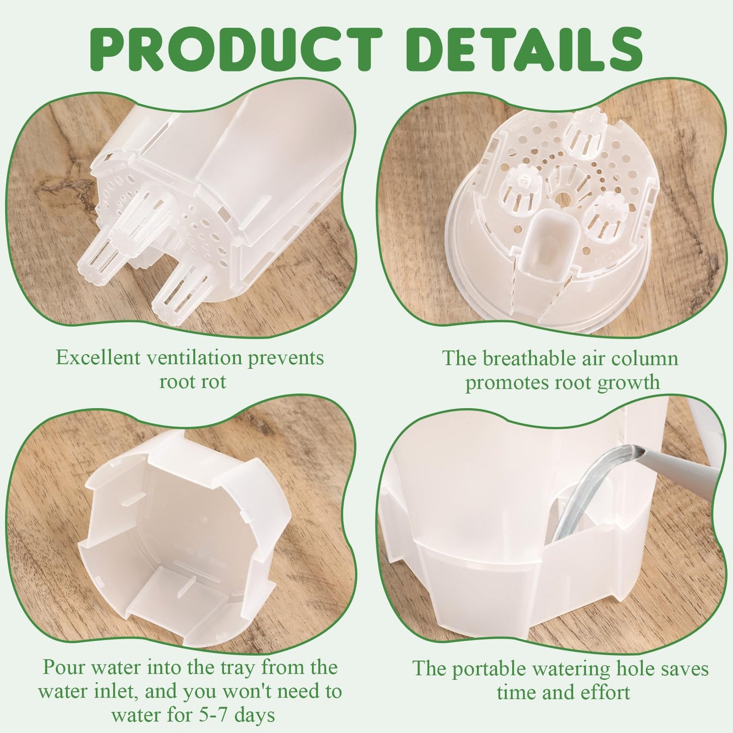 Qulkws 9 Piece Clear Flower Pots Self Watering Pots with Drainage Holes and Deep Reservoir Flexible Plastic Planter Pot for Indoor/Outdoor Plants(4.7'', 5.9'' and 7'')