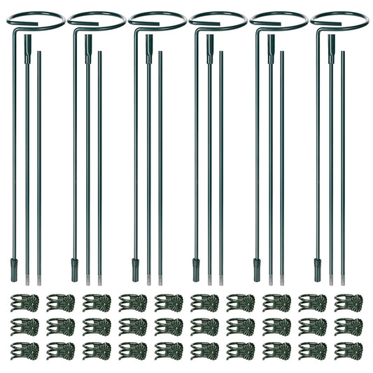 Mwellewm 6 Sets Plant Stakes 12/25/36 Inch Adjustable Plant Support Stakes Tall for Indoor Outdoor Plant Holder Stick Steel Garden Stem Pole Amaryllis Stakes with 30 Clip for Tomato Orchid Lily Flower