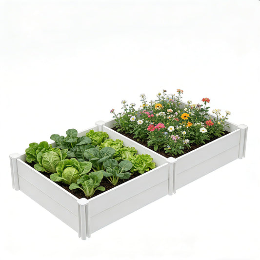 AochiRise 8'x4'x12 Large Vinyl Raised Garden Bed | Screwless Modular Planter Box with Open Bottom | Rust-Proof Outdoor Above Ground Bed for Vegetables, Herbs, Flowers & Whelping Pen
