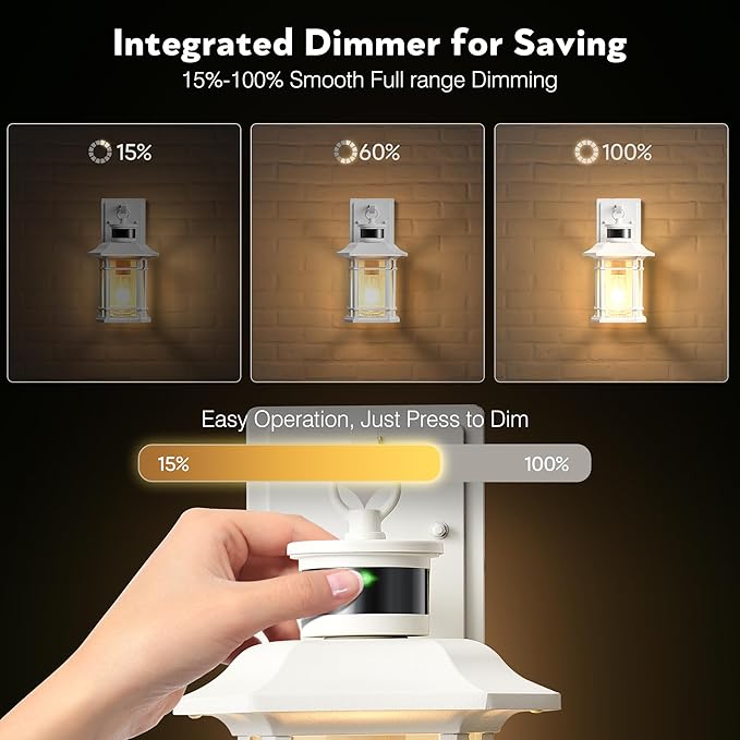 VIANIS Outdoor Motion Lights for House, 2-Pack Dusk to Dawn Outdoor Lanterns for Front Porch Waterproof, Anti-Rust Aluminum Exterior Wall Sconce with Tempered Water Glass for Garage Entrance Entryway