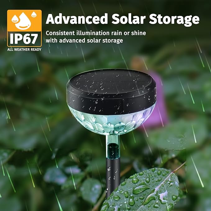 8Pack Solar Pathway Lights Outdoor, Color Changing+8 Fixed Color (Warm White, Cool White, Colored) Solar Lights Outdoor, Bright Solar Powered Garden Light