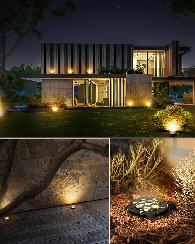 HIBOITEC Low Voltage Landscape Lights 12W, LED Outdoor In-Ground Lights 1200LM Ultra Bright Waterproof IP67 Pathway Lights, 12-24V AC/DC Landscape Lighting for Yard Garden Tree Uplighting, 12 Pack