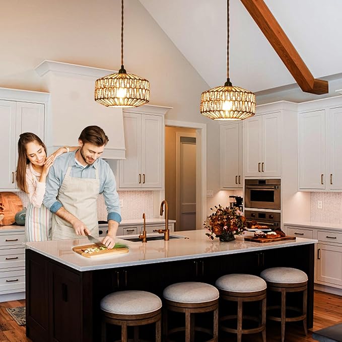 Industrial 15ft Pendant Light Cord -Plug in Hanging Light Fixture, 15FT Farmhouse Pendant Lamp Lights with Switch Cord for Kitchen Island Bedroom Living Room