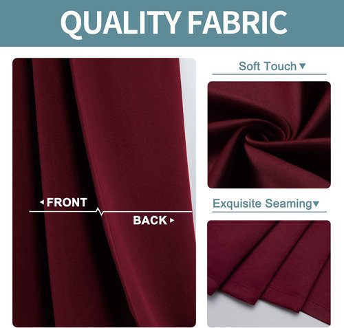 ChrisDowa Small Window Curtains - Grommet Thermal Insulated Room Darkening Panels, Burgundy Red, 42 x 36 Inch