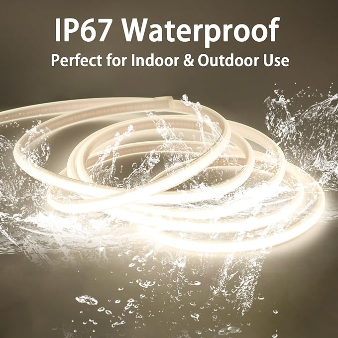 AC 110v LED Light Strip IP65 Waterproof Strip Lights 9.84 ft Cuttable Rope Light Super Bright 320LEDs 4000K White LED Lights with US Plug for Bedroom Kitchen Under Cabinet Ceiling