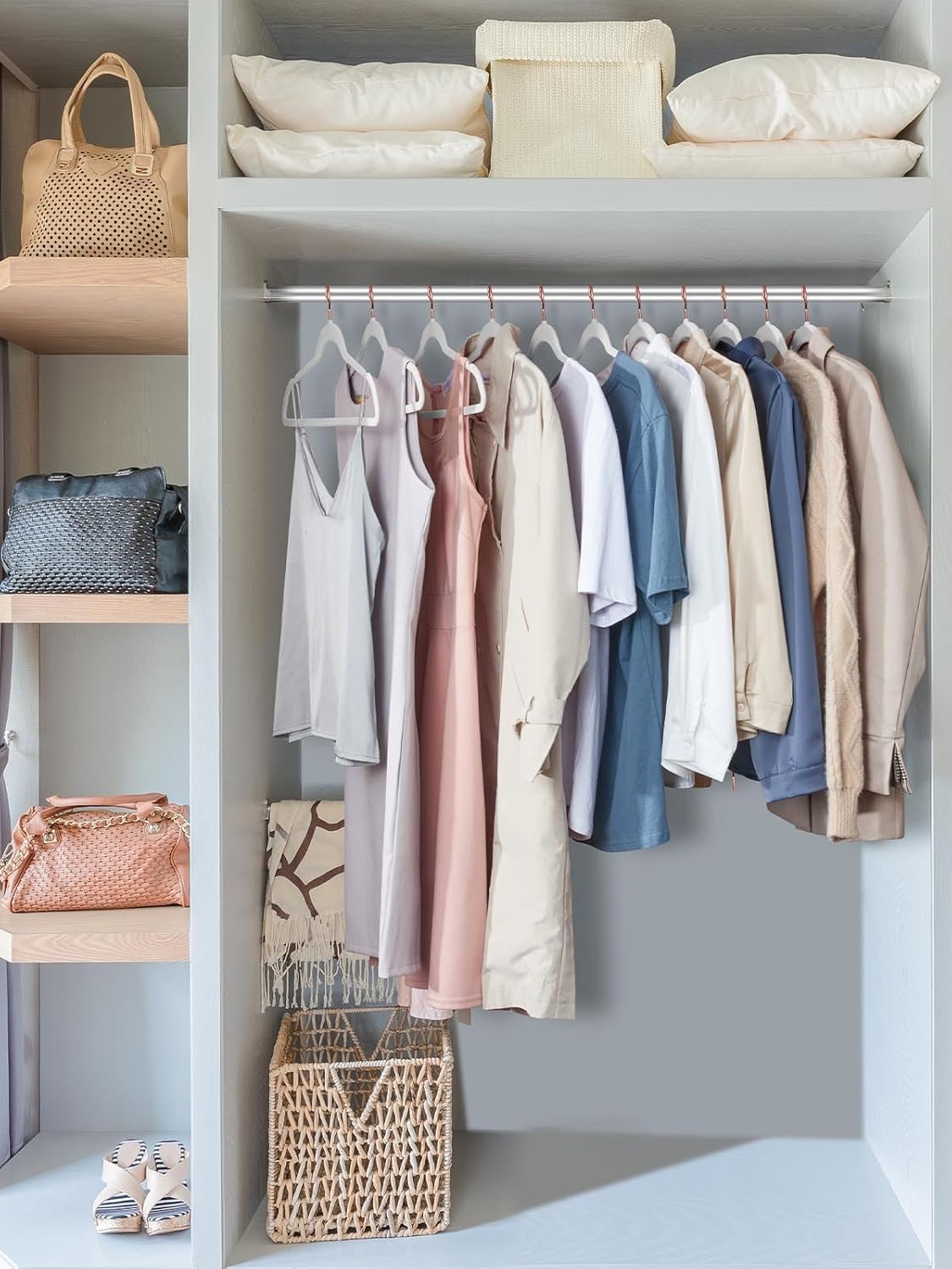 Smartor Velvet Hangers - 50 Pack Non-Slip Heavy Duty Felt Hangers with 360° Rotating Rose Gold Hook | Slim Space-Saving Closet Organizer
