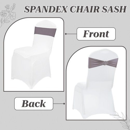 MDS Spandex Chair Sashes - 250 Universal Stretch Bows with Buckle Slider for Wedding Decor | Silver Gray