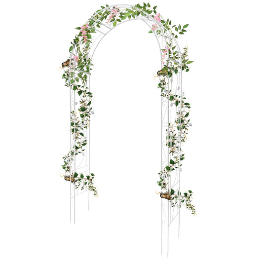 Metal Garden Arbor, 102.36" x 51.18" Heavy Duty Metal Garden Arch Trellis for Climbing Plants, Decorative Archway Wedding Arch Frame for Patio, Backyard, Patio, Lawn, Pathway, White