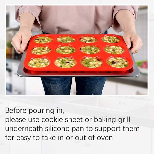 CAKETIME Silicone Muffin Pan - 12-Cup Nonstick Baking Molds for Perfect Cupcakes | Food Grade Silicone