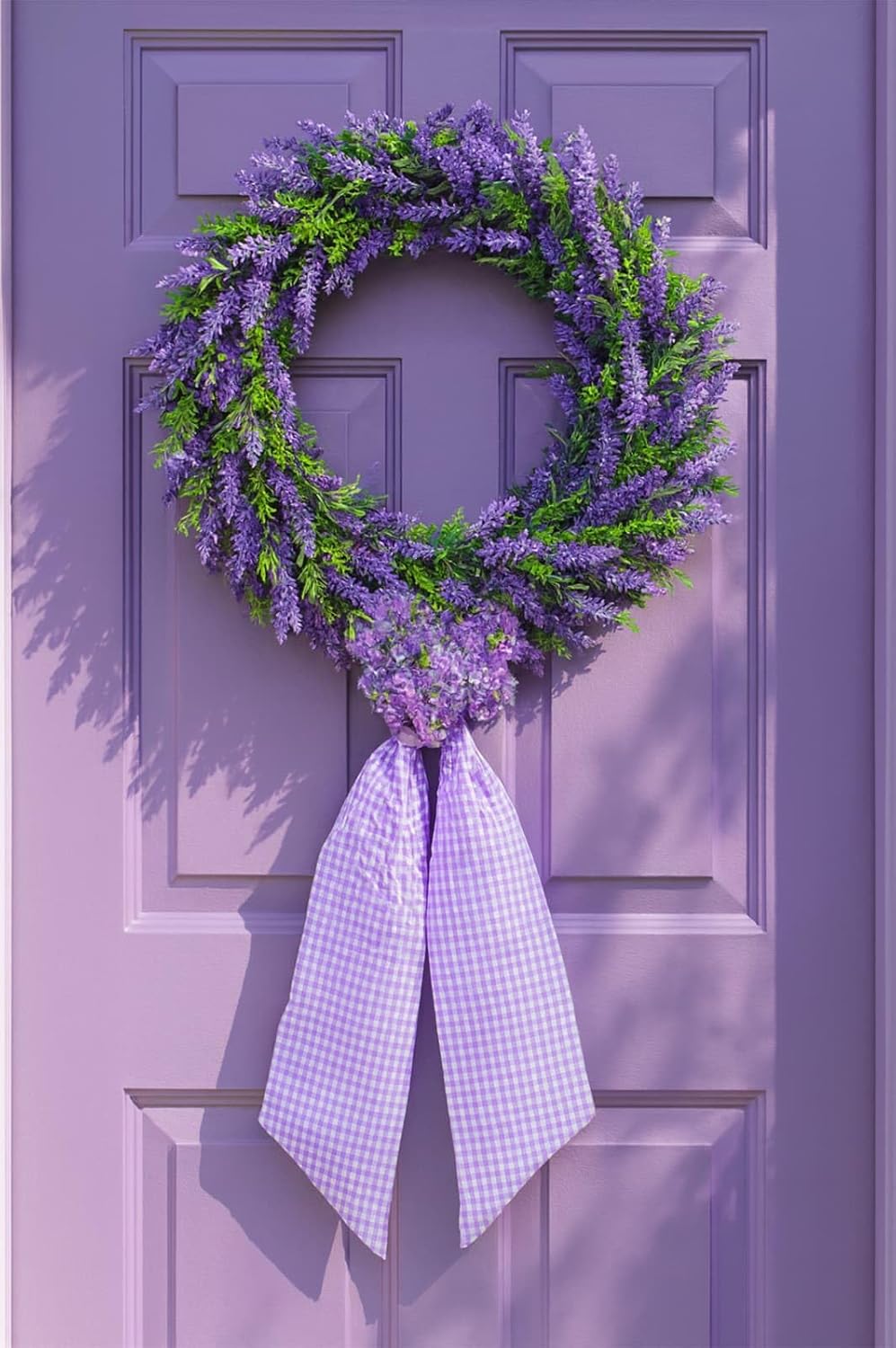 Purple Gingham Bow Set by [Brand Name] - Elegant 2-Pack Door Decoration | 5.12" Wide x 54.33" Long