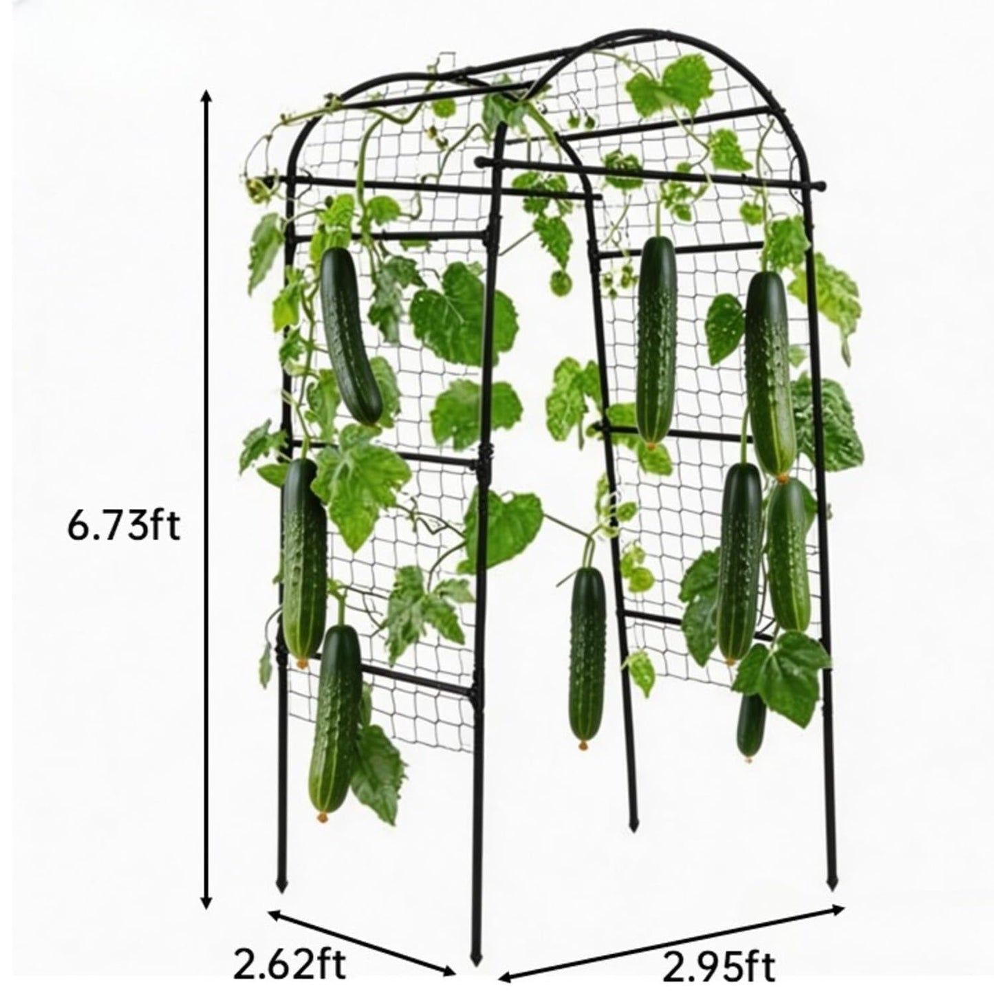 6.8x3x2.6FT Garden Arch Trellis for Raised Beds, Heavy Duty u-Shaped Plant Support for Climbing Vegetables, Fruits & Vines, Outdoor Rust-Resistant Metal Trellis for Vertical Growing, Black