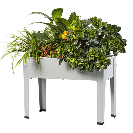 DIGTER Metal Raised Garden Bed,Raised Planter Box with Legs,Herbs and Vegetables Planter Suitable for Outdoor Patio Deck and Porch (Mini Gray)