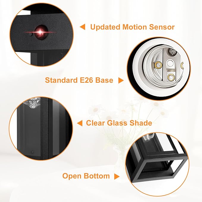 15" Large Outdoor Wall Lights, Dusk to Dawn Motion Sensor Outdoor Lights, Waterproof Anti-Rust Wall Sconces, Exterior Lighting Fixtures for Front Door, Porch, Garage, 1 Pack