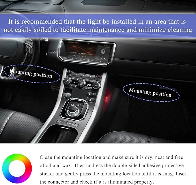 Car LED Strip Light, 12V 24 LEDs Auto Interior Atmosphere Lamp with Cigarette Adapter Plug, Vehicle Under Dash Ambient Neon Night Light Decorative Strip, Car Accessories (White)