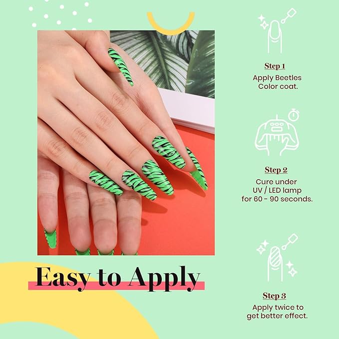 Beetles Neon Green Gel Nail Polish, 15ml Soak Off UV LED St Patricks Day Nails Lamp Salon DIY Home Gift for Women Lime Green