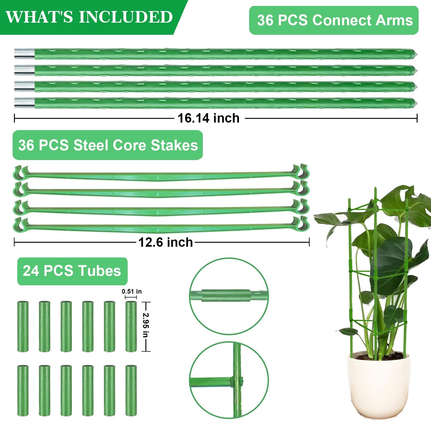 Moirsunt 4Pack Tomato Cage for Garden, 50.2Inch Multi-Functional Plant Support Stakes, Garden Stakes Tomato Trellis for Raised Garden Bed & Potted Plants, Tomato Cage Trellis for Climbing Plants