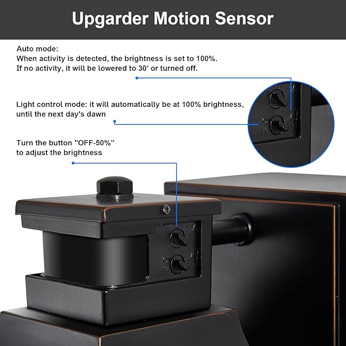 Porch Lights with GFCI Outlet,Dusk to Dawn Motion Sensor Outdoor Lights,3 Light Modes Black Front Door Lights,Waterproof Outside Wall sconces for House Patio Garage (2 Pack)