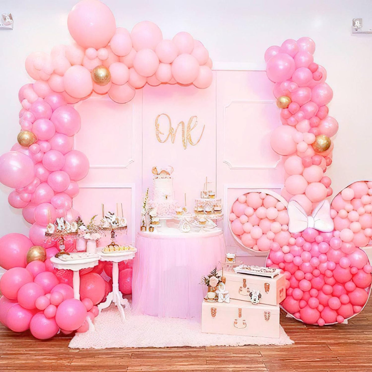 PartyWoo Light Pink Balloon Arch Kit - 127pcs in Various Sizes for Baby Showers & Birthday Parties