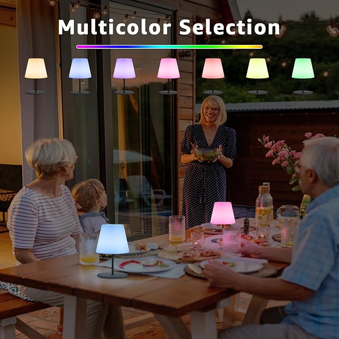 uuffoo 2 Pcs Shower Lamp Rechargeable Table Lamp, Cordless Desk Lamps Bathroom Lamp Touch Warm White and RGB IP44 Shower-Safe, USB-C Cable, Easily Portable for Bedroom Bathroom Balcony Patio (Black)
