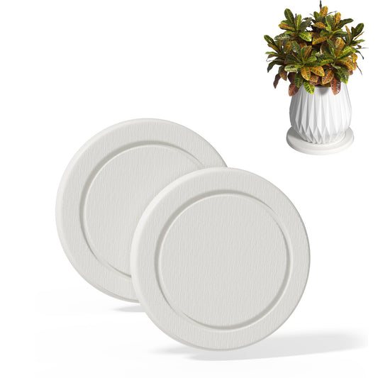 Plant Saucer Flower Pot Saucers Plant Trays for Pots Instant Dry Diatomaceous Earth Round Plant Drip Trays for Indoors Keeping Counter and Floors Dry and Clean (2Pcs White Small)