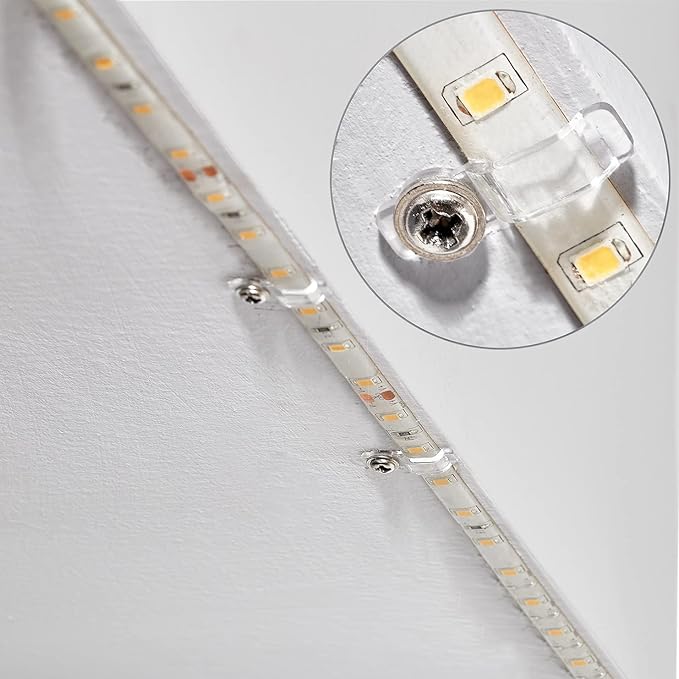MMSD 100 Pack LED Strip Light Clips LED Tape Light mounting Bracket with 102 Screws Suit for 8mm Wide IP65 Waterproof Strip Light