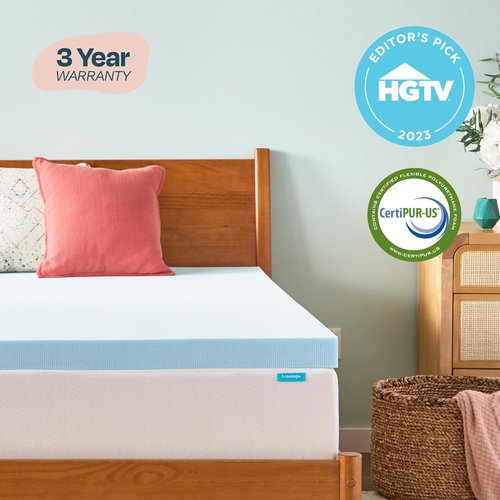 Linenspa King Size Memory Foam Mattress Topper - 3 Inch Gel-Infused for Cooling Comfort & Pressure Relief - CertiPUR Certified
