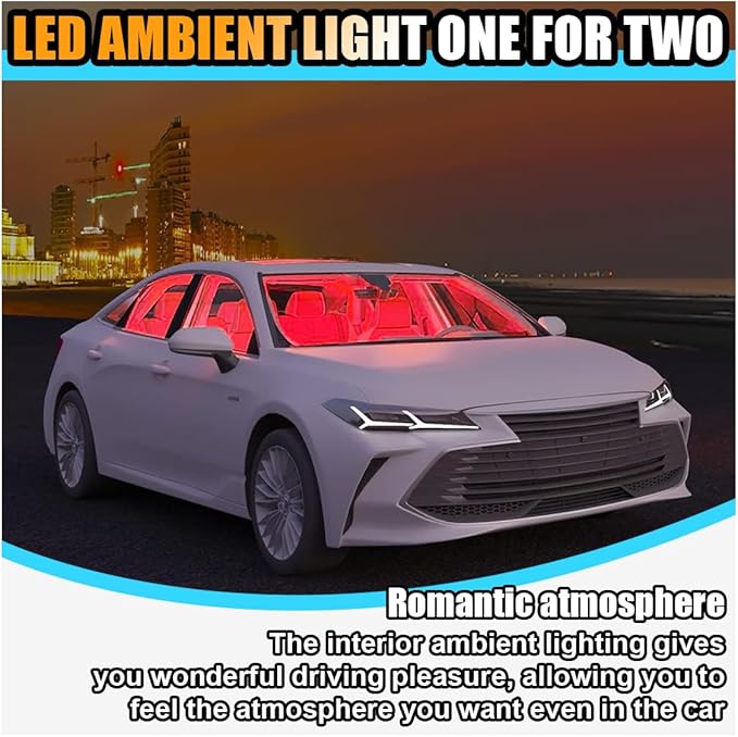Universal Car LED Strip Light, USB Port Auto Interior Decorative Lamp, 12V Under Dash Ambient Night Light, 24 LEDs RGB Neon Interior Atmosphere Lights, LED Ambient Lights for Car SUV (Red, USB)