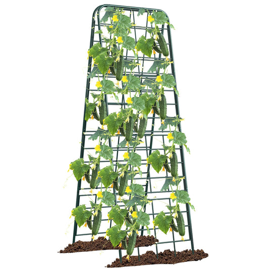 Heavy Duty 50"x17" Adjustable A-Frame Trellis for Climbing Plants – Rust-Proof Metal Garden Trellis with Dense Grid Design, Perfect for Raised Beds, Tomatoes, Cucumbers & Outdoor Vines (Green, 1 Pcs)