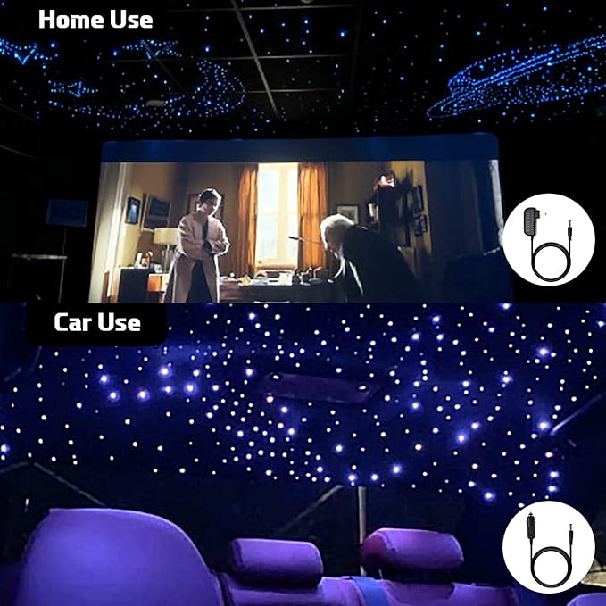 AMKI 16W Fiber Optic Lights,Starlight Headliner Light Kit APP/Remote Control Sound Activated Mode for Car&Home Decoration,Optical Fiber Cable Strands 0.75mm/0.03in 6.5ft/2m 200pcs