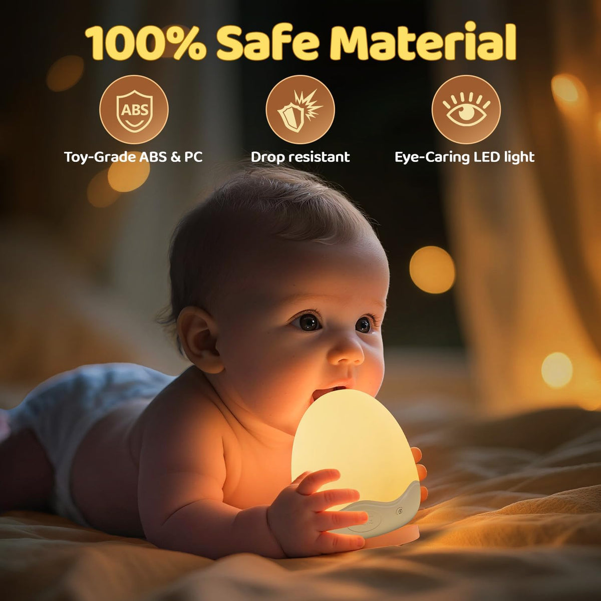 Skiennix Baby Night Light - 10 Brightness Levels & 10 Colors | Touch & Remote Control, 3600mAh Rechargeable, Ideal for Nursery & Breastfeeding