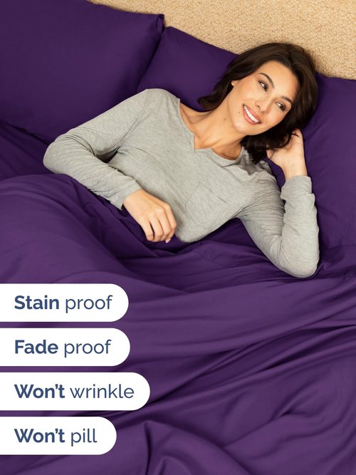 Extra Deep King Sheet Set - 6 Piece Breathable and Cooling Sheets - Hotel Luxury Bedding for Women, Men, Kids & Teens - Easy & Secure Fit - Soft, Wrinkle Free and Comfy - Extra Deep Pockets - Purple