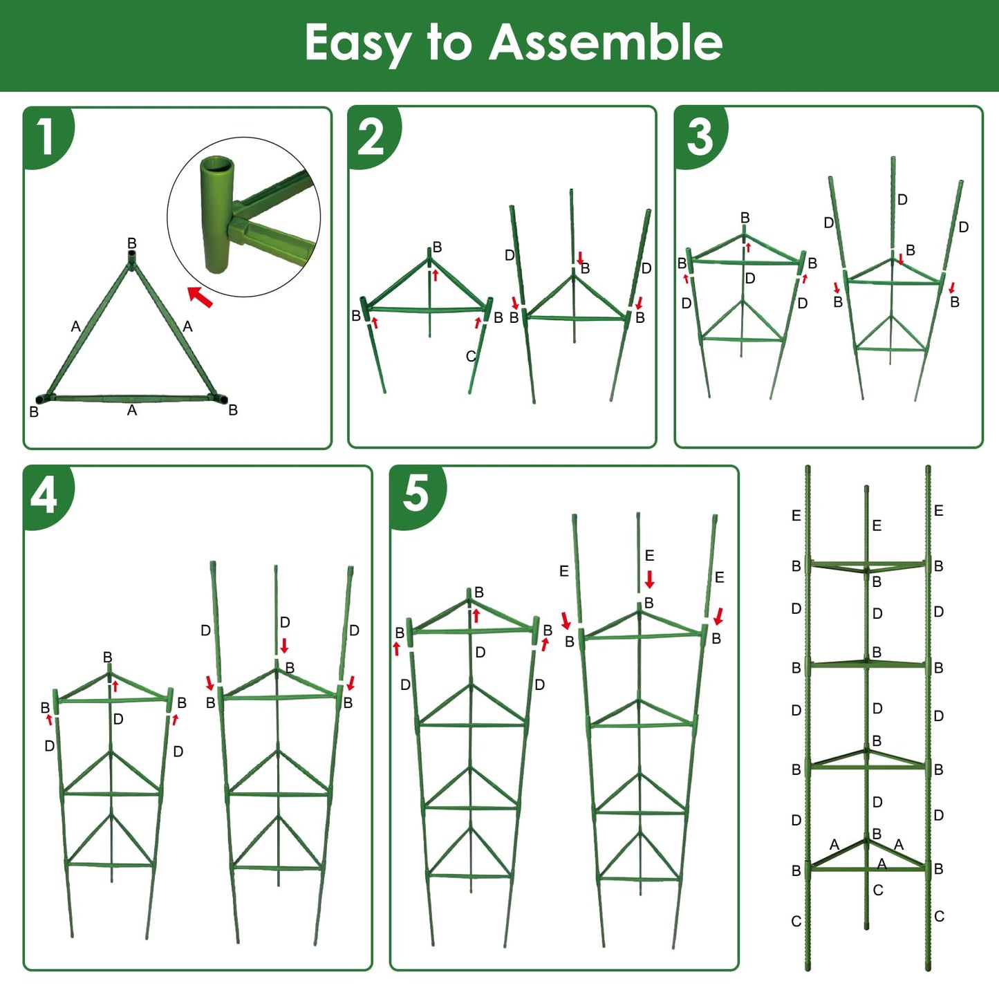 CEWOR Tomato Cage - 3 Pack Tomato Trellis, 63 Inch Tomato Cages for Garden, Extra Tall Plant Support Triangle Structures Garden Stakes for Climbing Plants Outdoor, Pots, Raised Garden Bed, Vegetables