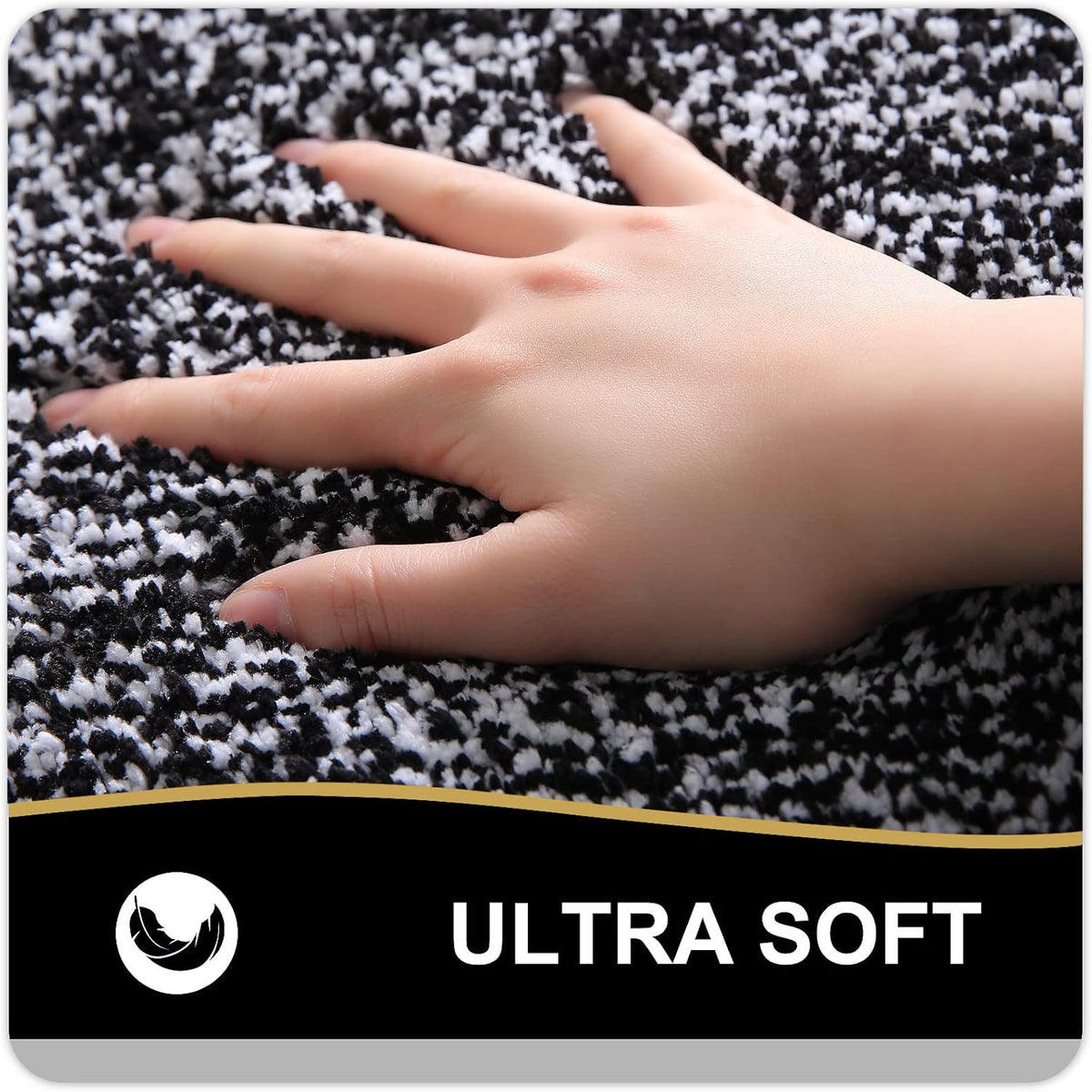 OLANLY Microfiber Bath Rugs - Extra Soft, Absorbent & Non-Slip | 24x16 Black Quick-Dry Shaggy Mats