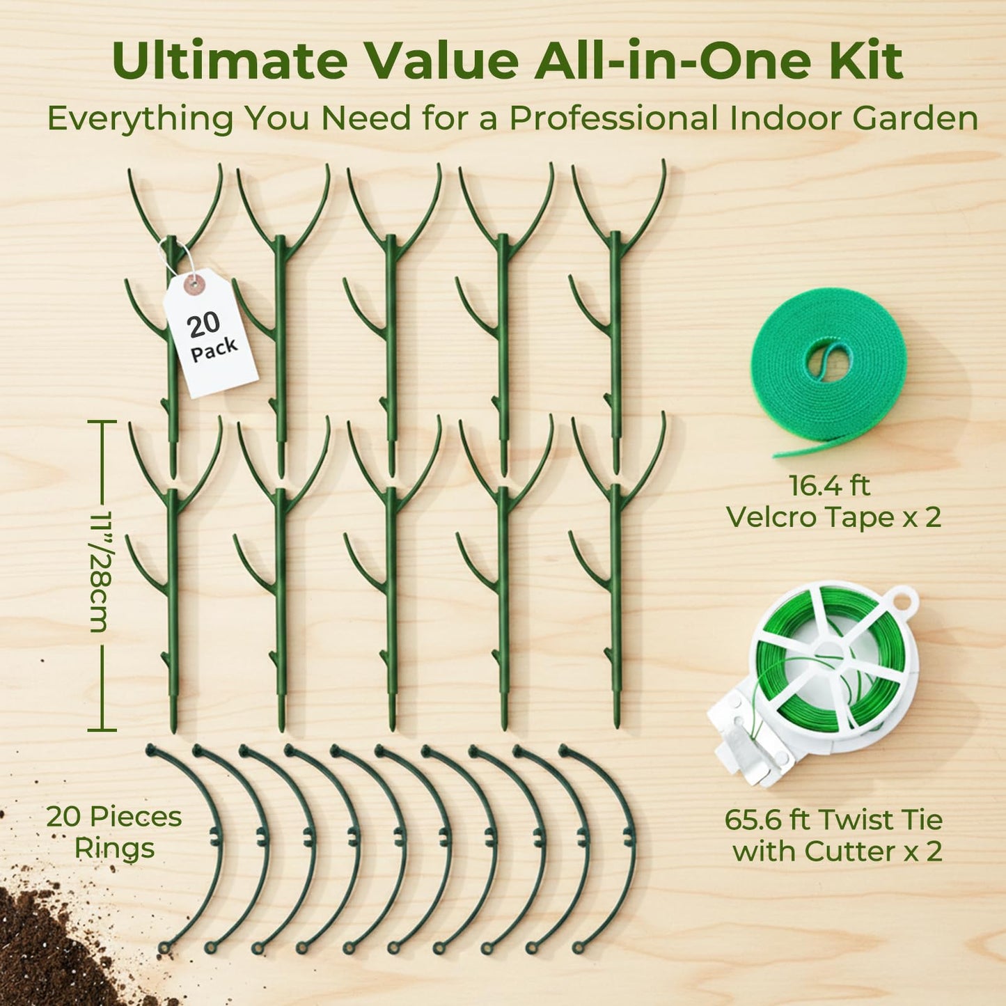 Monstera Plant Support Stakes Indoor - 20 Pack Stackable Garden Trellis for Potted Climbing Pothos Support - Durable All-in-One Tall Plant Sticks Pole for Modern Home Gardening (20 Pack)