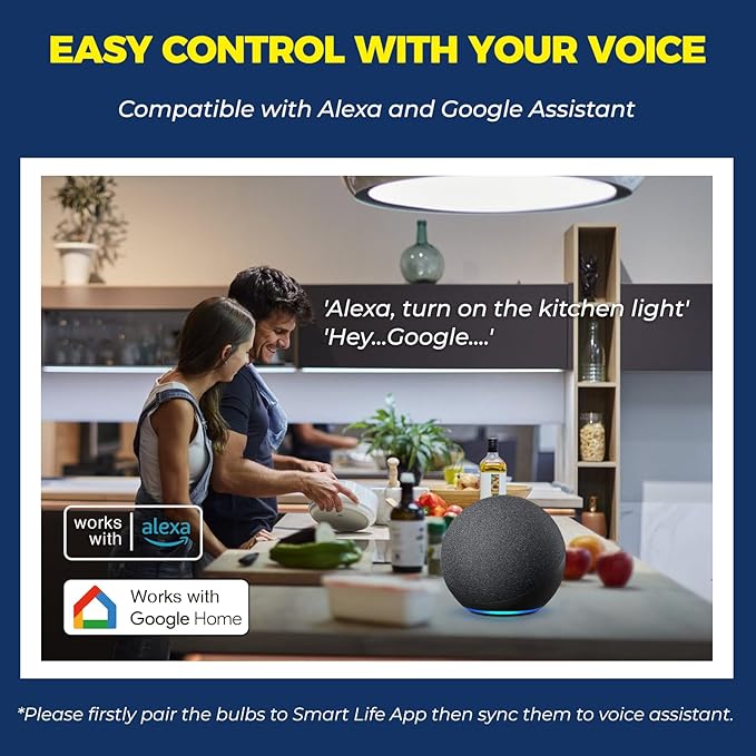 Lightinginside Smart Light Bulbs 100W Equivalent, Works with Alexa/Google Home/SmartLife, 1350LM 11W RGBCW Color Changing LED Light Bulbs, 2.4G WiFi Bluetooth Bulb, No Hub Required, ETL Listed, 2PCS