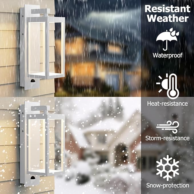 Outdoor Light Wall Sconce Motion Sensor Porch Light for House,15" LED Modern Exterior Lighting Fixture Black,Waterproof Outside Lantern with Clear Glass for Garage Patio Garden