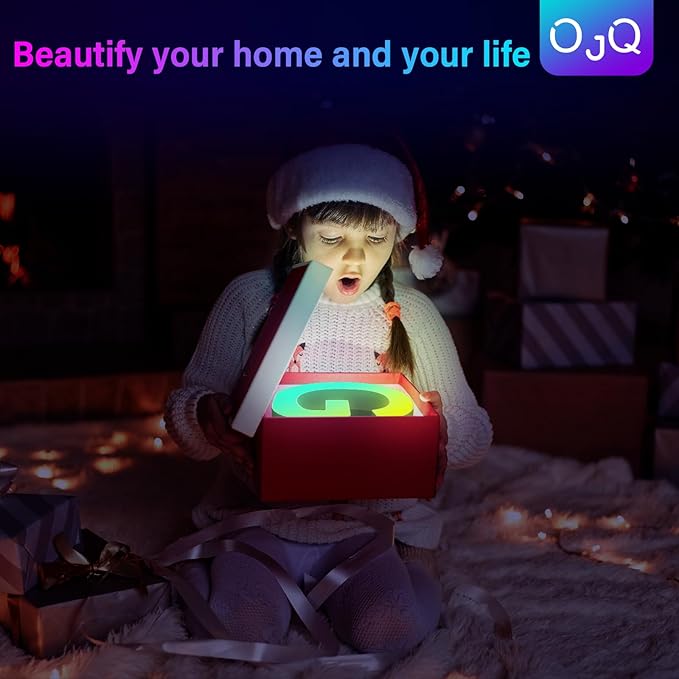 OJQ Light Up Letters LED Letter - Marquee Letters Party Decor House Decorations Music Sync Color Change Colorful - Christmas Birthday Gifts for Girl - Teen Girls Gifts Party Home Wall Decor