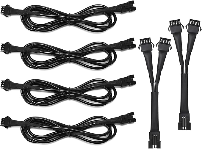 LED Light Extension Wire, 4pcs 3.9ft/47.2 Inch 4 Pin Cable Cords and 2pcs 2-Way Splitters for Motorcycle Underglow Light Kit Extension Cords for Rock Light Kits for Truck Trikes ATVs