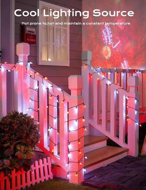 Brightown Solar C6 Strawberry String Lights - 50 LEDs, 22.64ft Red & White | Outdoor Christmas Decor