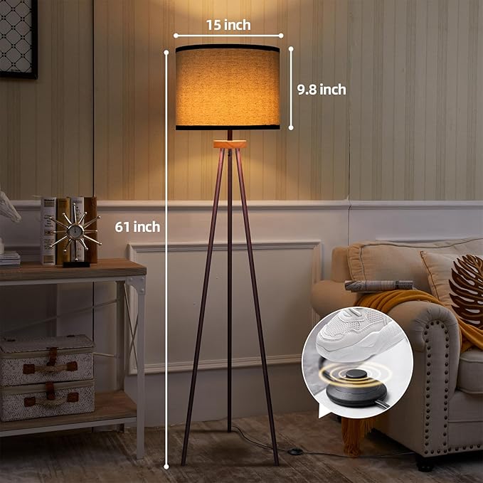 Tripod Floor Lamp, Mid Century Standing Lamp, Modern Design Studying Light for Living Room, Bedroom, Study Room and Office