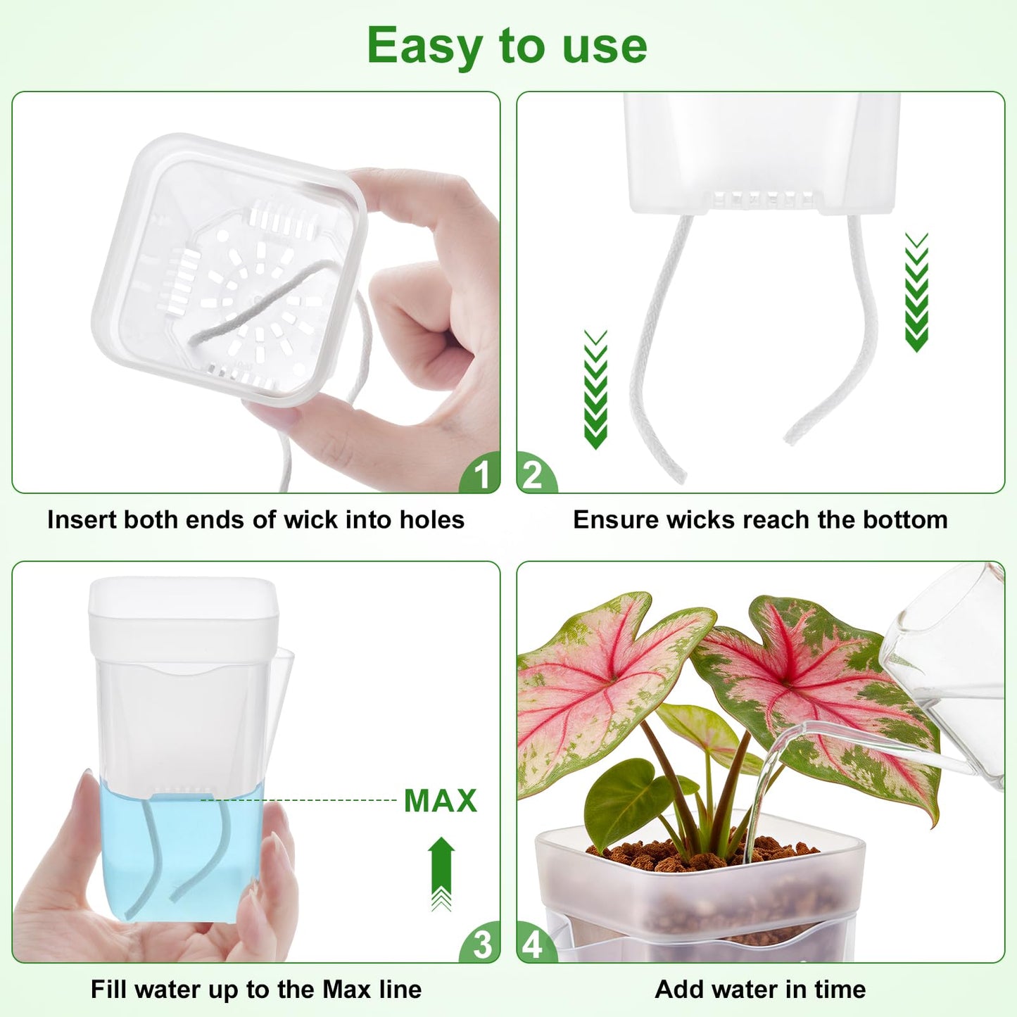 Zalovvi 2” Clear Self Watering Pots for Indoor Plants, 8PCS Mini Plastic Nursery Planters with Water Level Indicator & Drainage Holes for Propagation,Succulents,Seedling,African Violet,Plant Labels