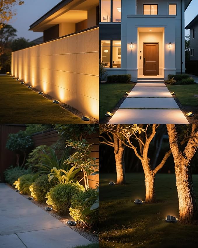 HIBOITEC Low Voltage Landscape Lights, 12W LED Outdoor In-Ground Lights 1200LM Waterproof IP67 Landscape Lighting, Anti-Glare Die-Cast Aluminum Garden Lights for Pathway Tree Yard, 6 Pack